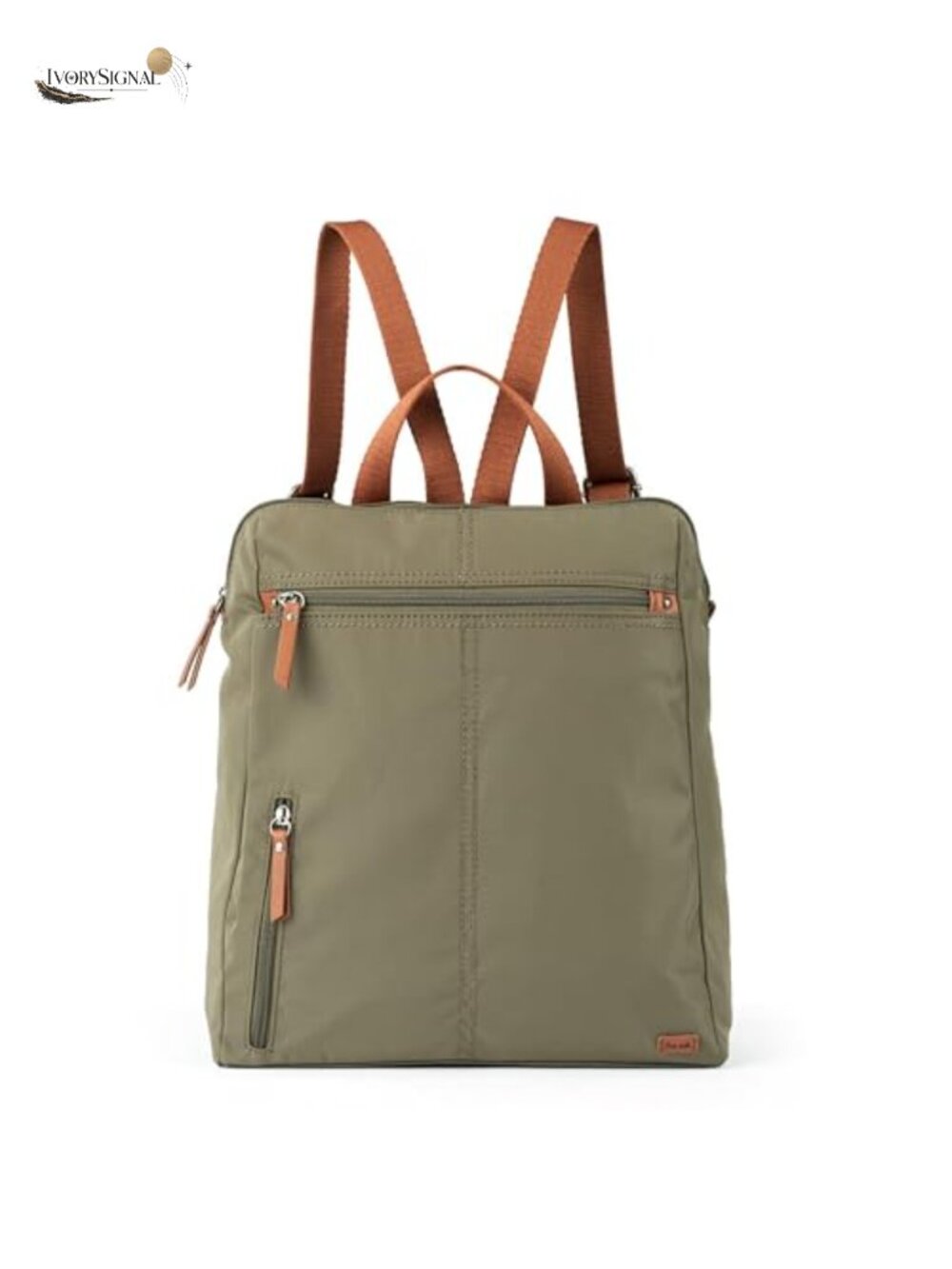 Recycled Nylon Backpack with Vegan Leather Accents, Water Resistant, Travel